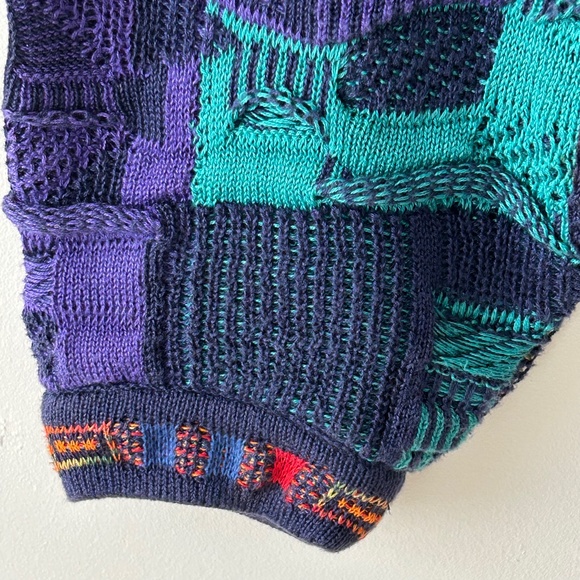 Tundra Canada Coogi Style Colorful Patchwork 3D Knit Cotton Sweater - Picture 5 of 16